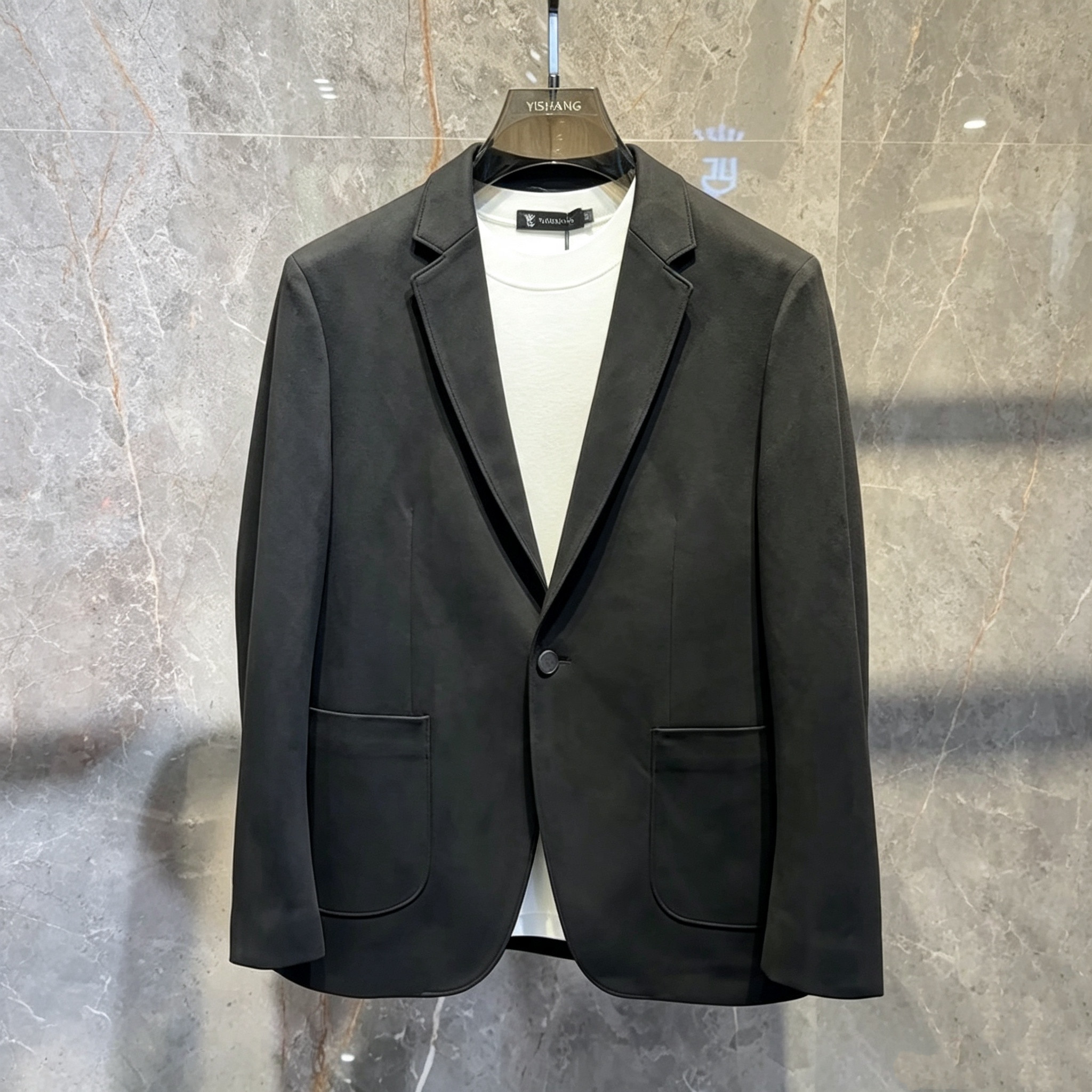 2026秋季新品麂皮绒便装西服外套男欧货高端纯色修身简约休闲百搭