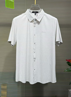 2026夏季新品桑蚕丝短袖衬衫HCE潮牌纯色韩版修身简约时尚休闲男