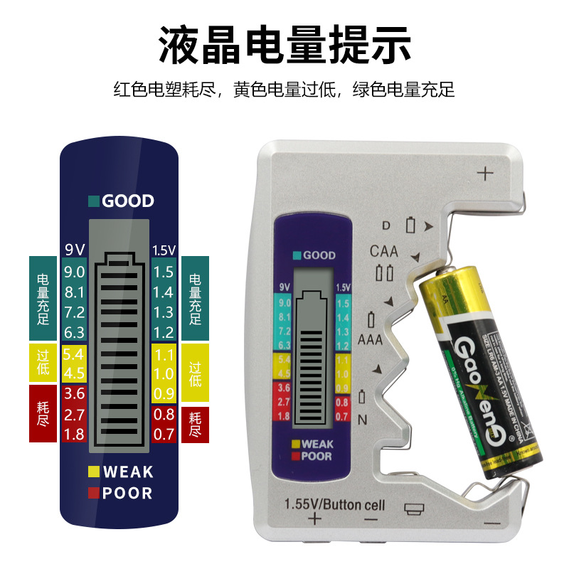 Digital display battery level detection meter Battery detect 餐饮具 调酒器 原图主图