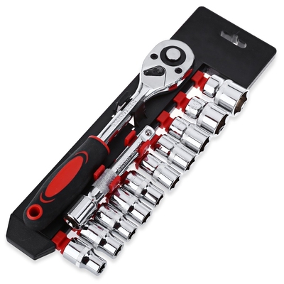 12Pcs 1/4-Inch Socket Wrench Set CR-V Drive Ratchet