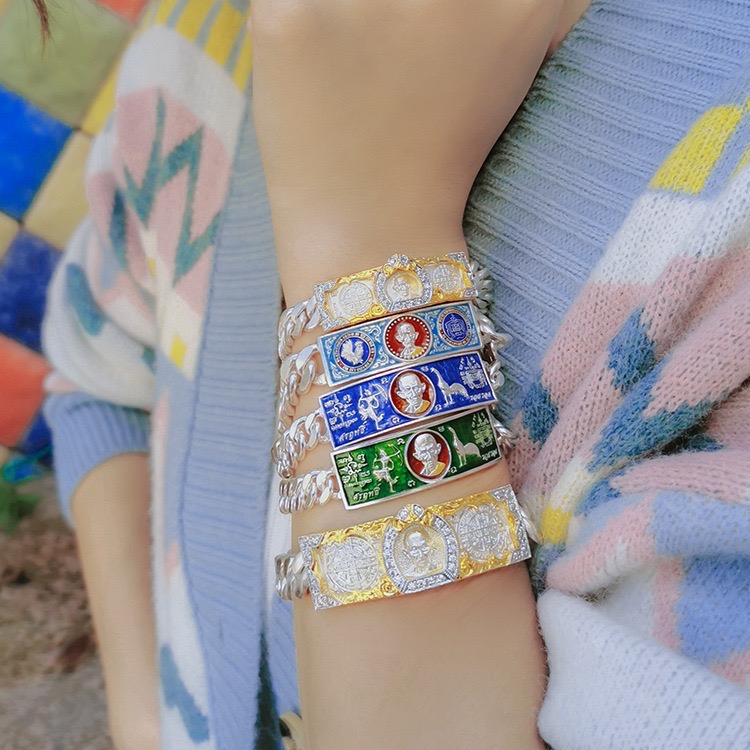 龙婆瑞手链 原庙泰国佛牌 男女款纯银手链 2557年 佛系牌 瑞爷