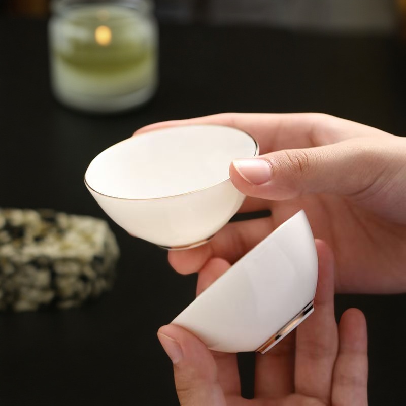 羊脂玉瓷小号碗杯品茗茶杯