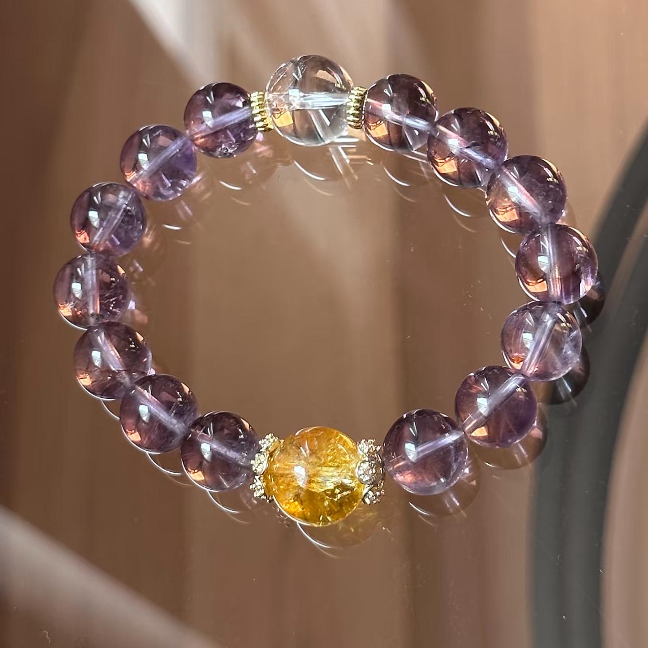 天然紫水晶手串斯特莱闪冰片