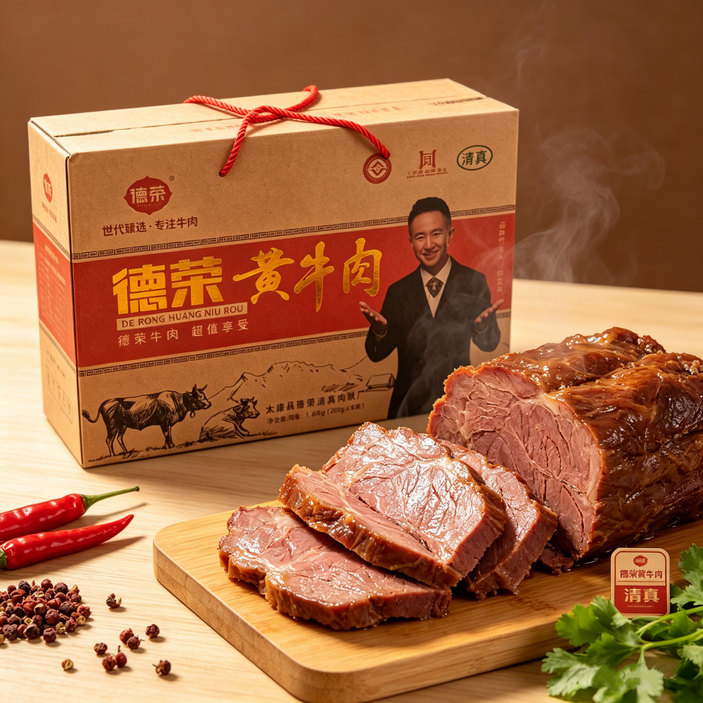 德荣黄牛肉熟食卤味清真河南特产马头真空五香即食包装礼盒