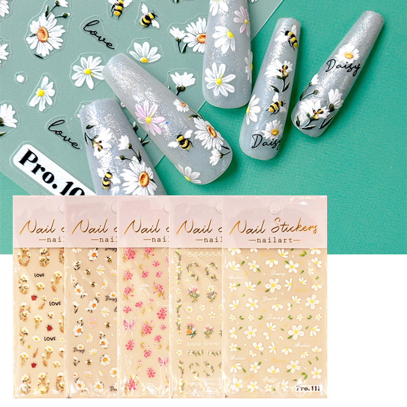 雏菊桃花玫瑰蝴蝶指甲贴纸新工艺