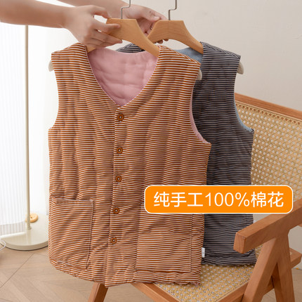 女士手工纯棉花马甲秋冬加厚保暖内外穿坎肩新疆长绒棉花大人马夹