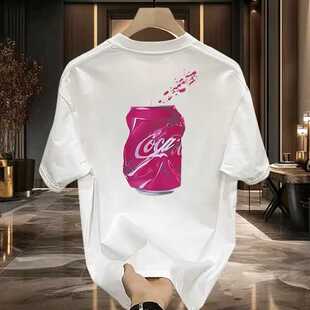 潮流宽松休闲痞帅白色短袖 2024夏季 男士 百搭印花纯棉半袖 T恤 新款