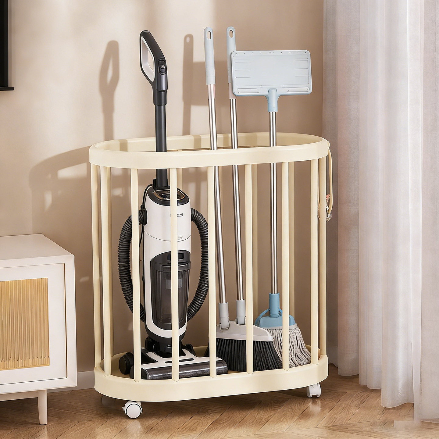 家用清洁工具置物筐拖把扫把收纳篮吸尘器放置筐卫生工具收纳神器,收纳整理,脏衣篮,淘宝优惠券,粉丝福利购,淘宝优惠卷