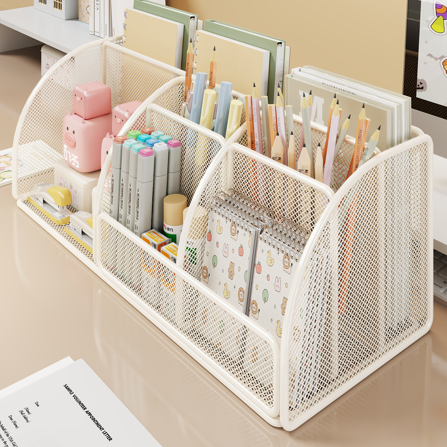 笔筒收纳盒桌面办公室笔架书桌台面多层整理架学生文具储物架马克笔画