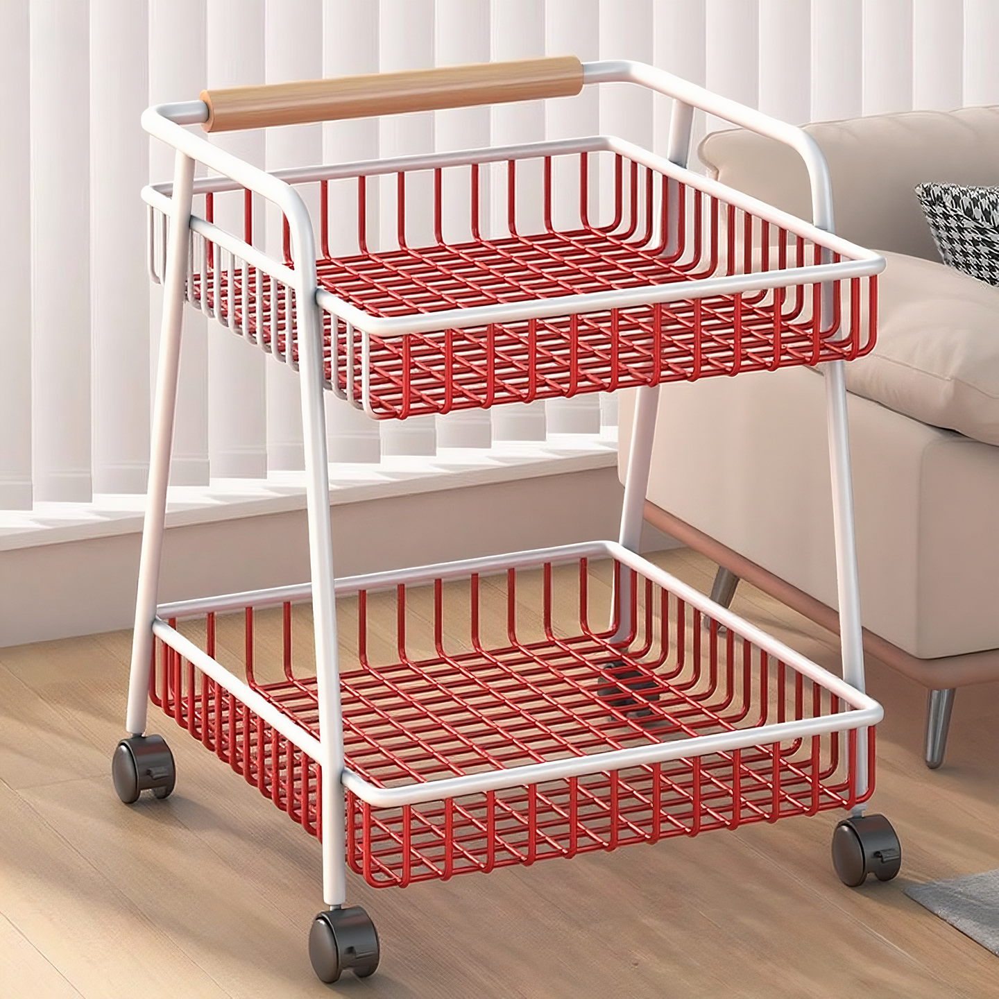 零食置物架落地带轮小推车储物架