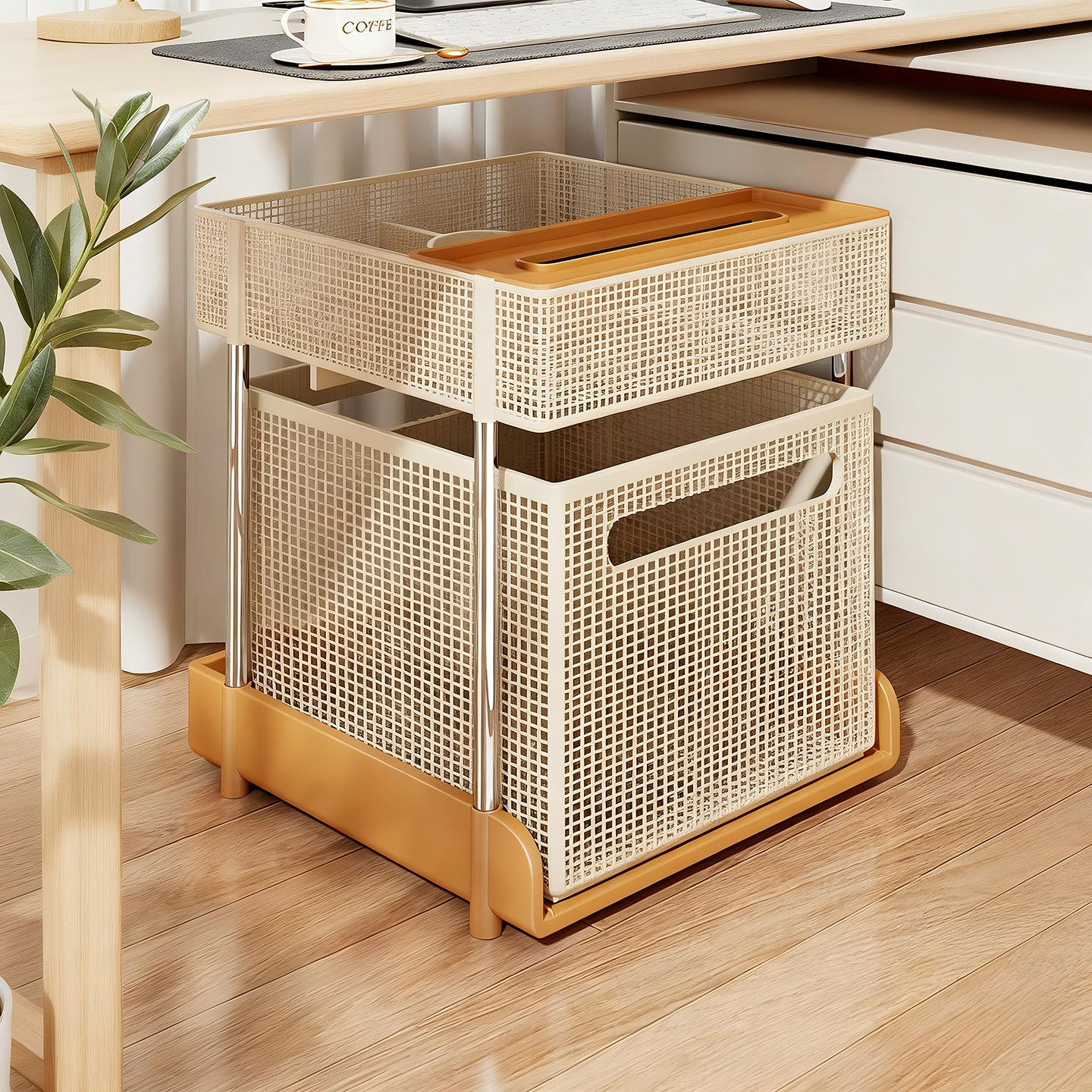 桌下置物架书本收纳盒可移动书架