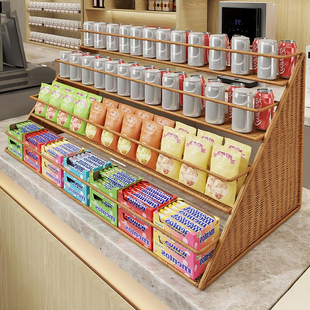 超市货架陈列架收银台前多层置物架便利店阶梯式零食小食品展示架