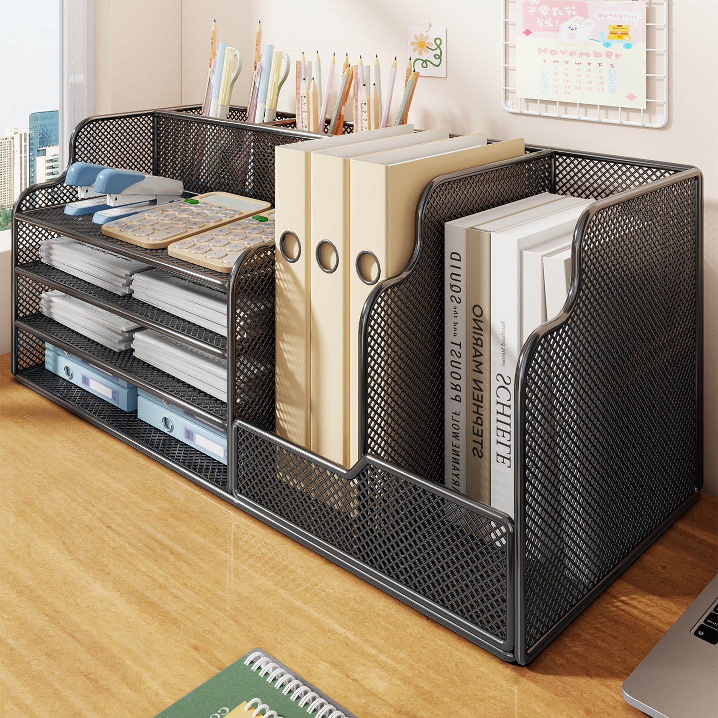 桌面置物架办公室工位文件夹资料收纳架多层档案整理架家用多功能储物