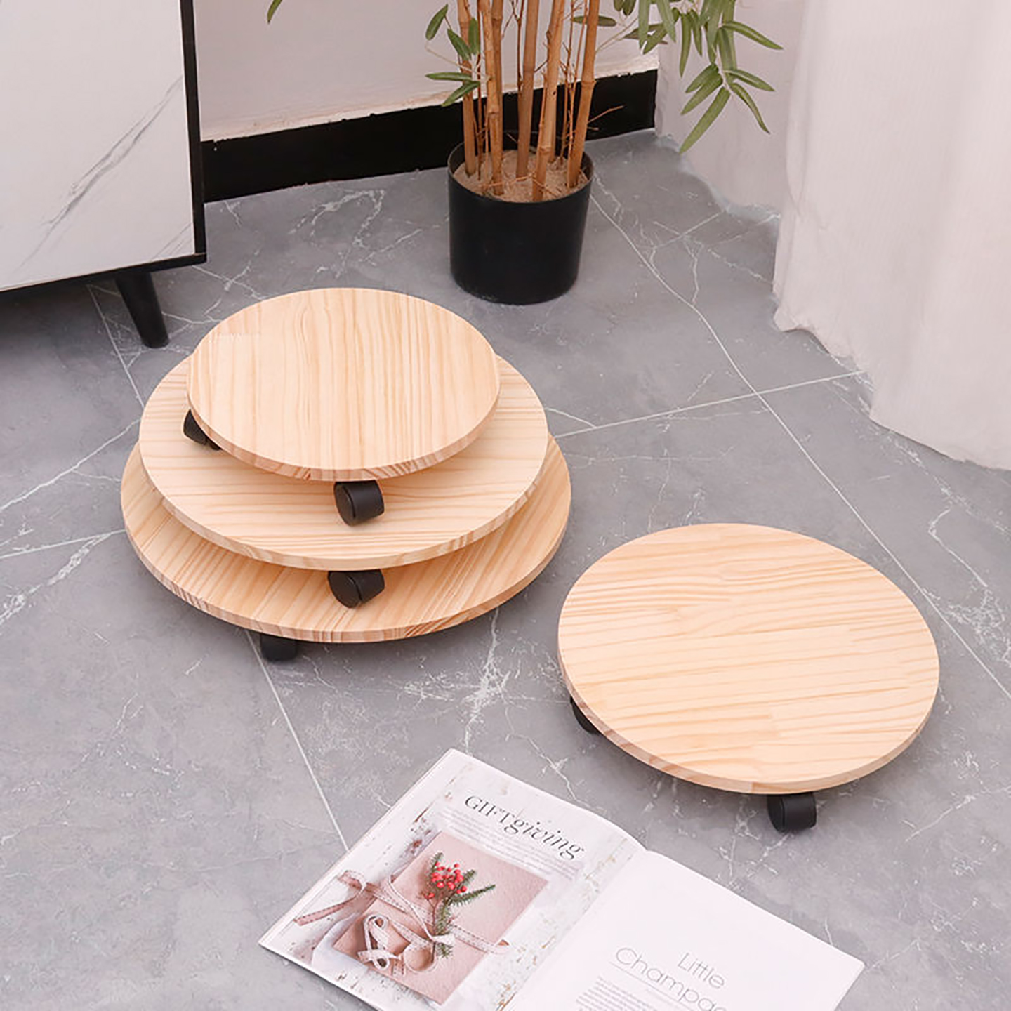 移动花盆托架室内落地花瓶摆件