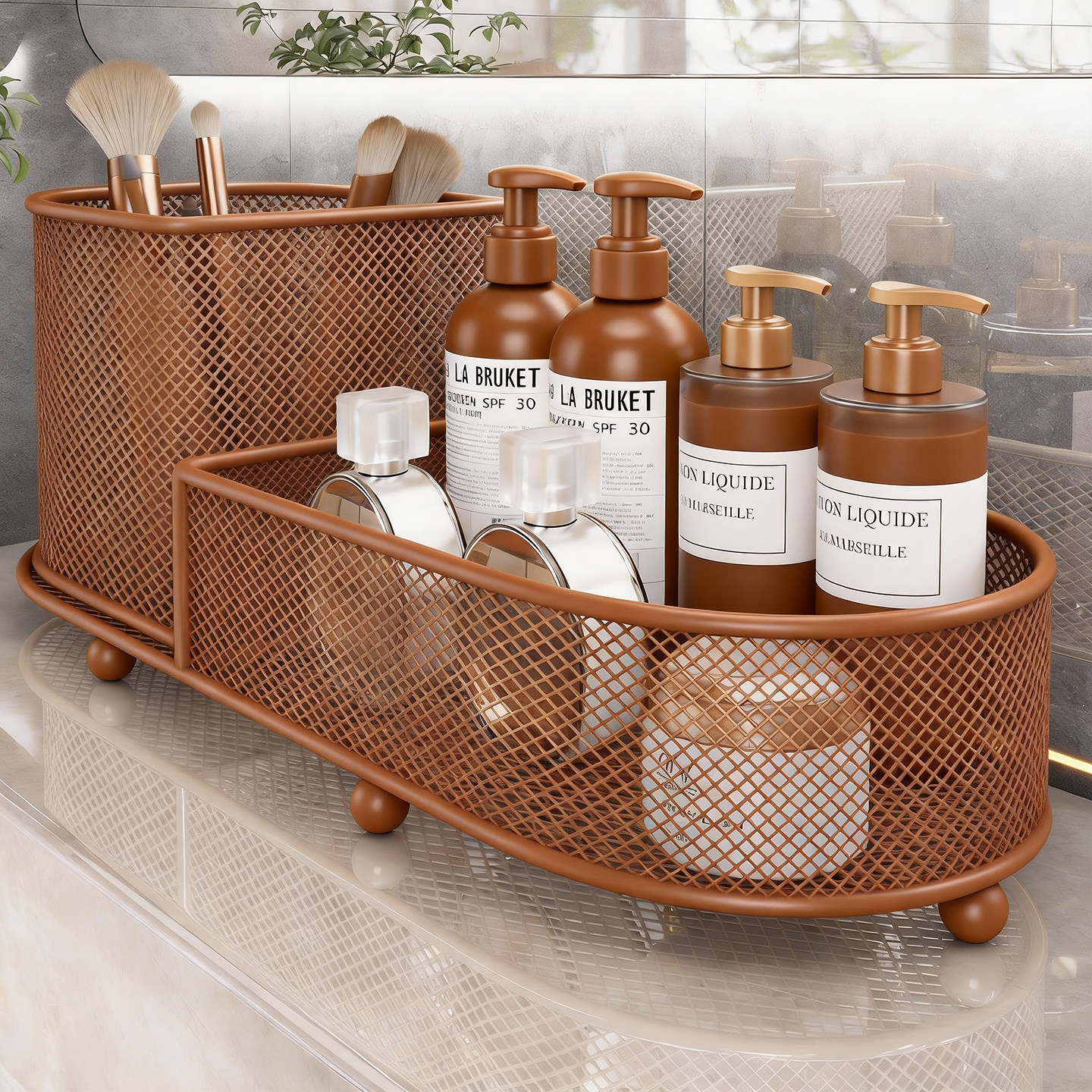 化妆品置物架卫生间洗手台桌面护肤品洗手液收纳篮化妆刷香水篮子,家庭/个人清洁工具,浴室角架/置物架,淘宝优惠券,粉丝福利购,淘宝优惠卷