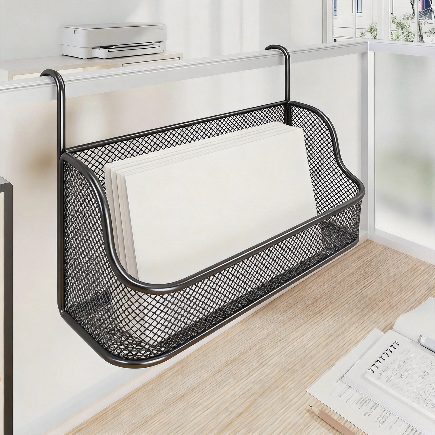 工位隔板挂篮办公桌壁挂式收纳篮文具放置筐办公用品整理筐免打孔