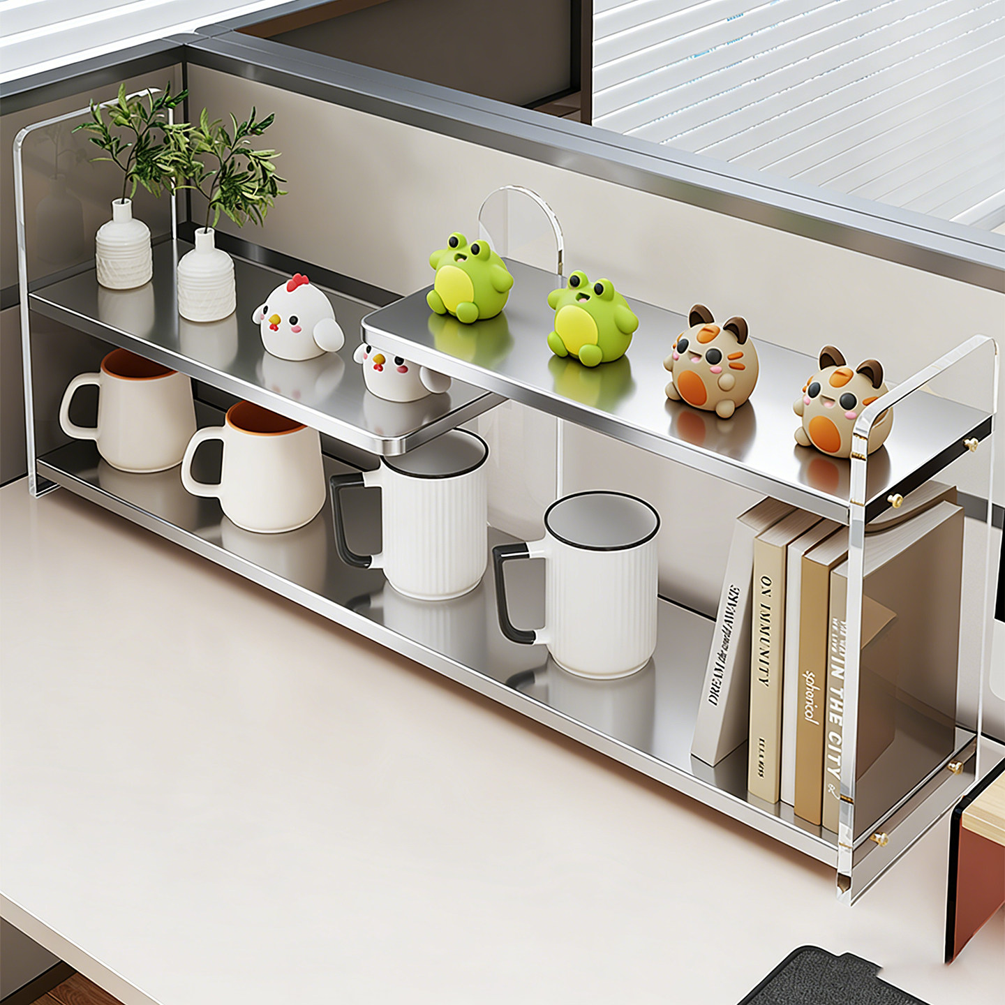 桌面置物架亚克力多层收纳架女生工位改造神器分层整理架简易书柜,住宅家具,搁板/置物架/家用陈列架,淘宝优惠券,粉丝福利购,淘宝优惠卷