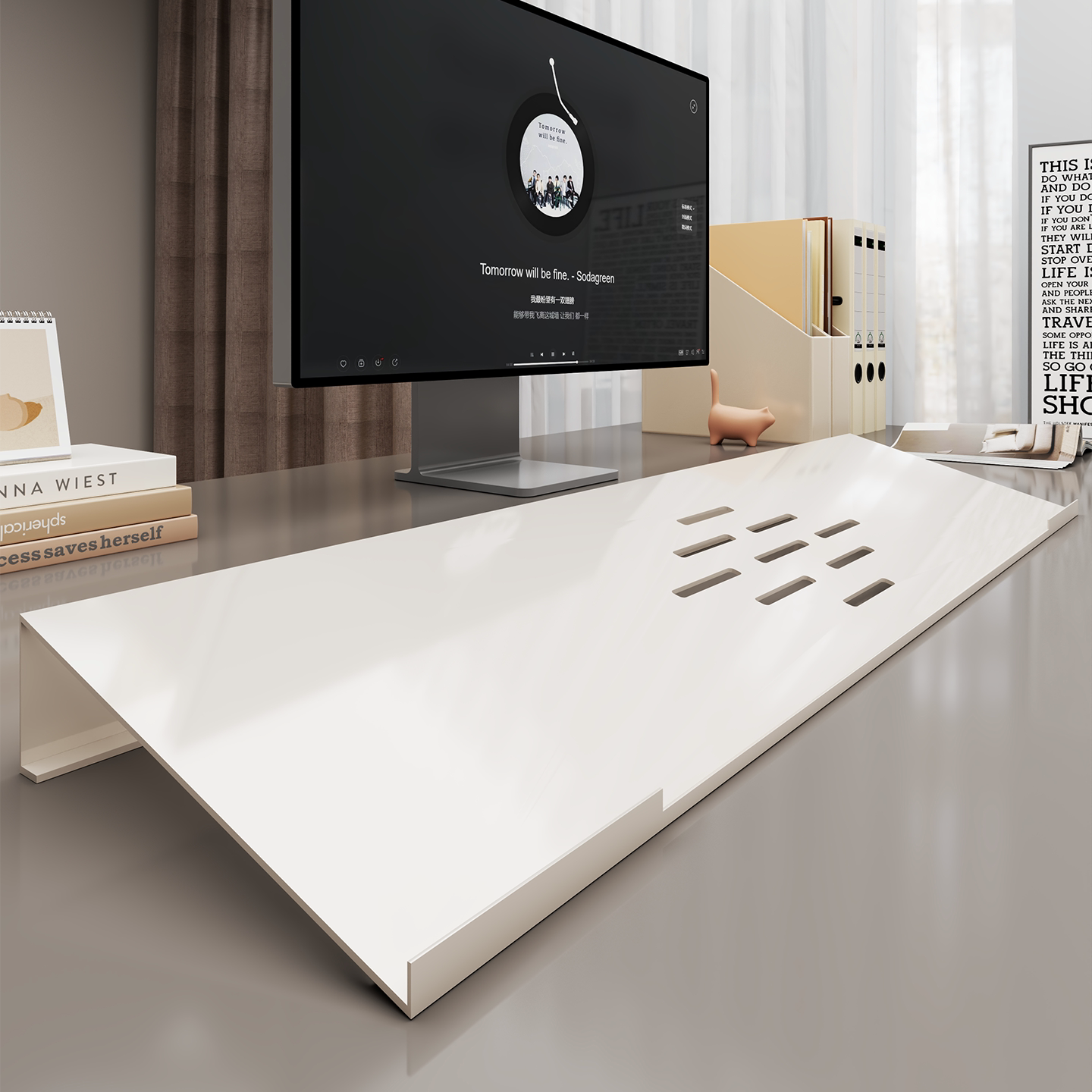 键盘托架办公室工位办公神器机械键盘增高架台式电脑倾斜底座电竞房网吧多功能悬浮架子桌面键盘加高固定支架