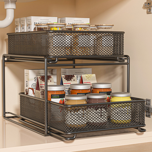 下水槽置物架卫生间橱柜分层架浴室柜子台盆下洗脸池厨房收纳用品