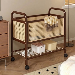 脏衣收纳神器卫生间落地带轮换洗衣物整理筐双层储物架鞋子置物架