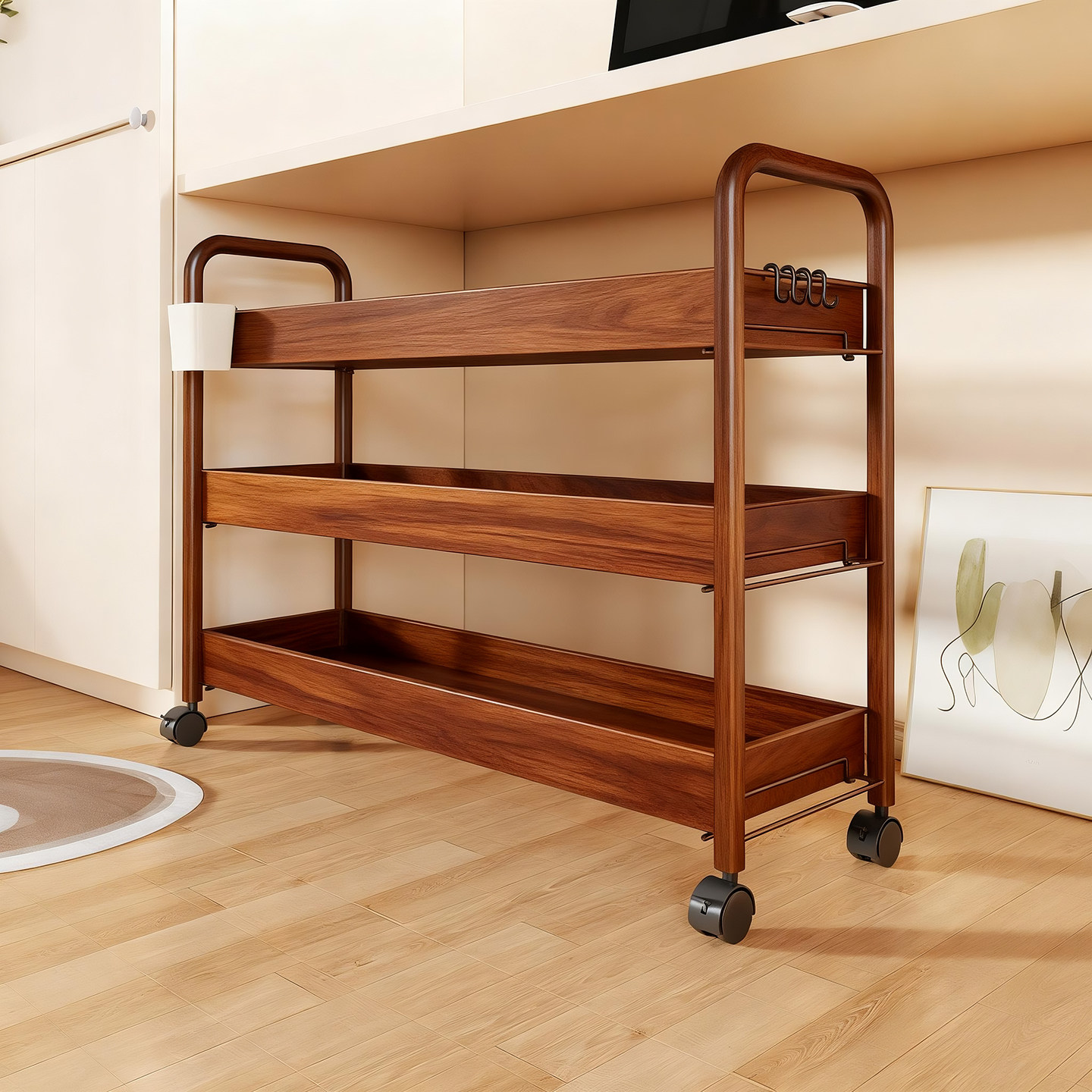 小推车置物架桌下可移动书架