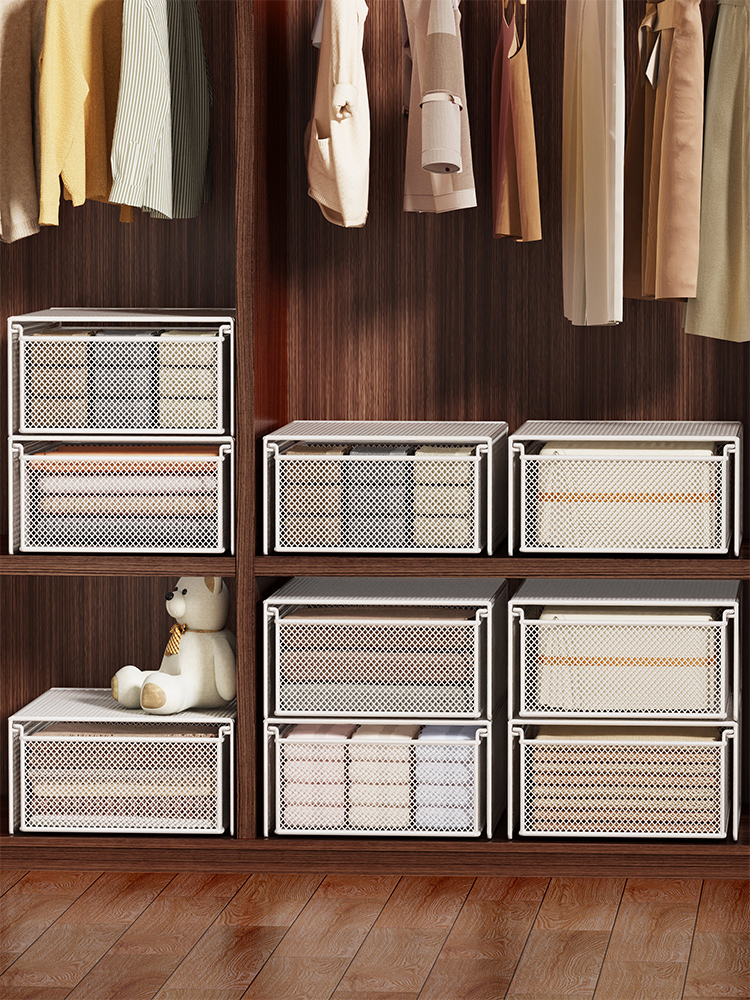 抽屉式衣柜置物架学生宿舍柜内分层隔板整理架子大容量衣服收纳筐