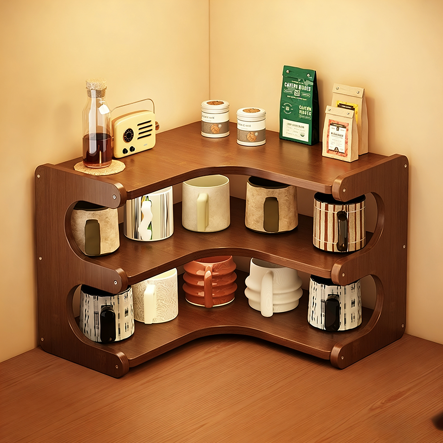 桌面转角置物架玄关杯架