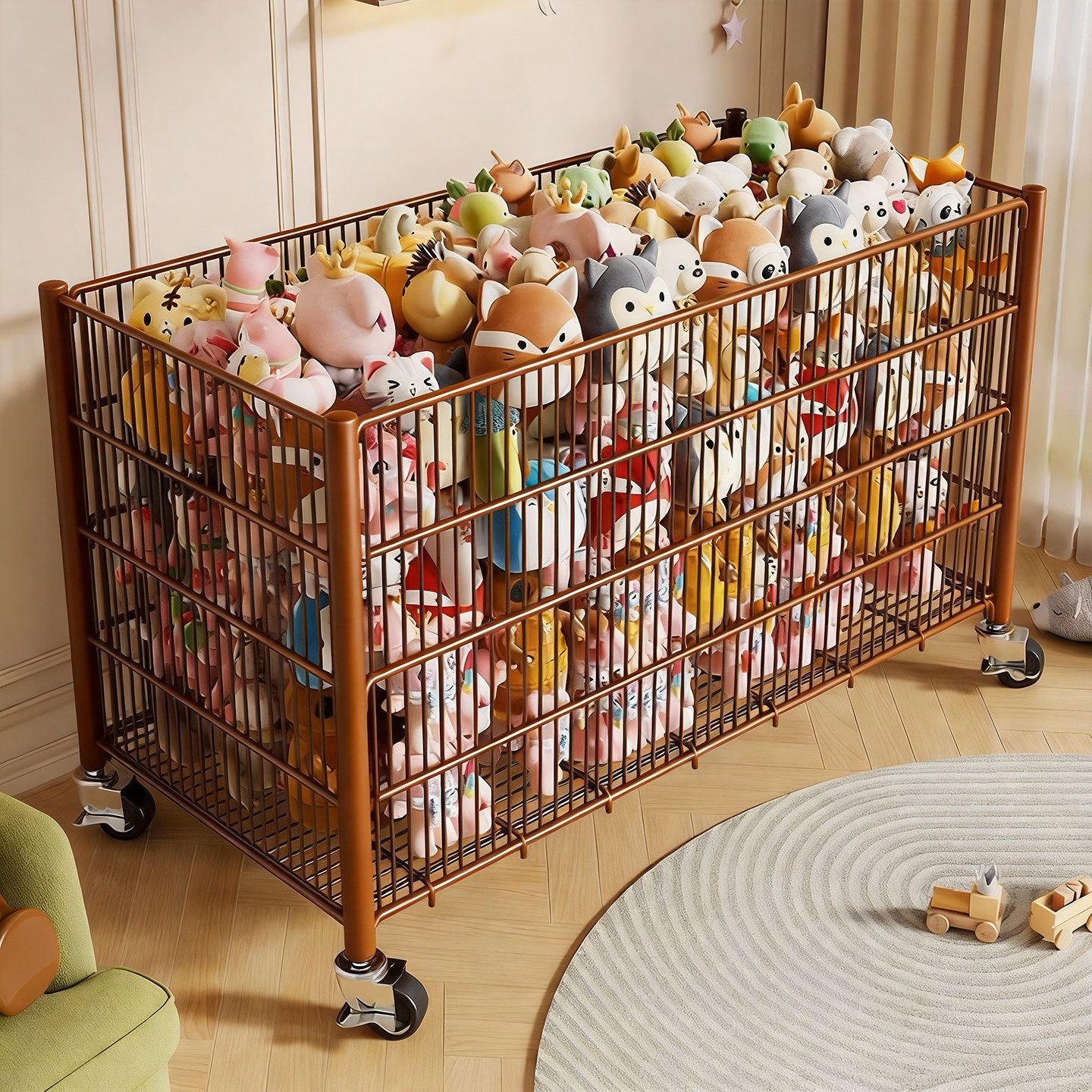 家用儿童玩具收纳筐大容量毛绒娃娃储物筐可移动玩偶公仔置物篮,收纳整理,整理架/置物架/收纳架,淘宝优惠券,粉丝福利购,淘宝优惠卷
