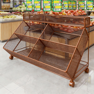 蔬菜置物架超市水果收纳架斜面多功能储物架落地式果蔬分类整理架