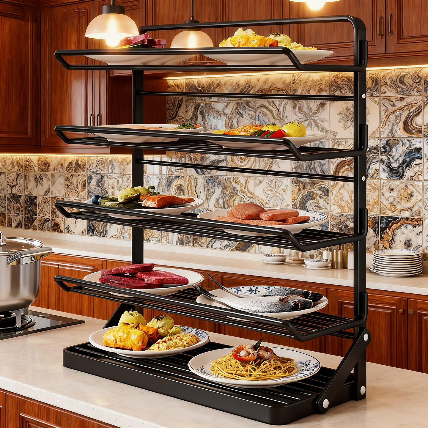 厨房台面菜盘碗盘置物架多层