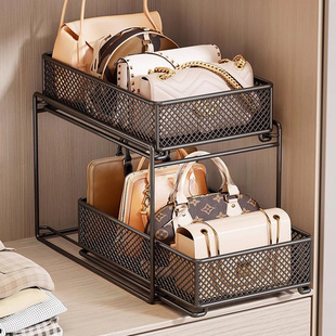 收纳盒柜子里家用衣柜柜内包包分层整理展示架可抽拉大容量置物架