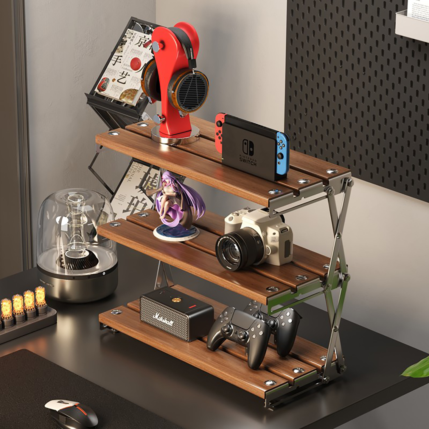 电脑桌置物架桌面可折叠多层杯架