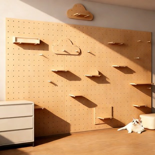 雪板置物架实木洞洞板雪具收纳架墙上运动设备展示架悬挂整理挂板