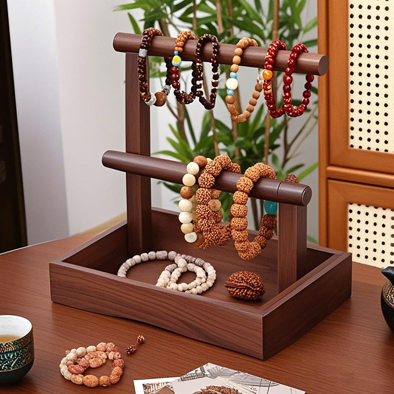 桌面实木首饰盒手表手镯手串挂架佛珠项链文玩手持饰品收纳展示架