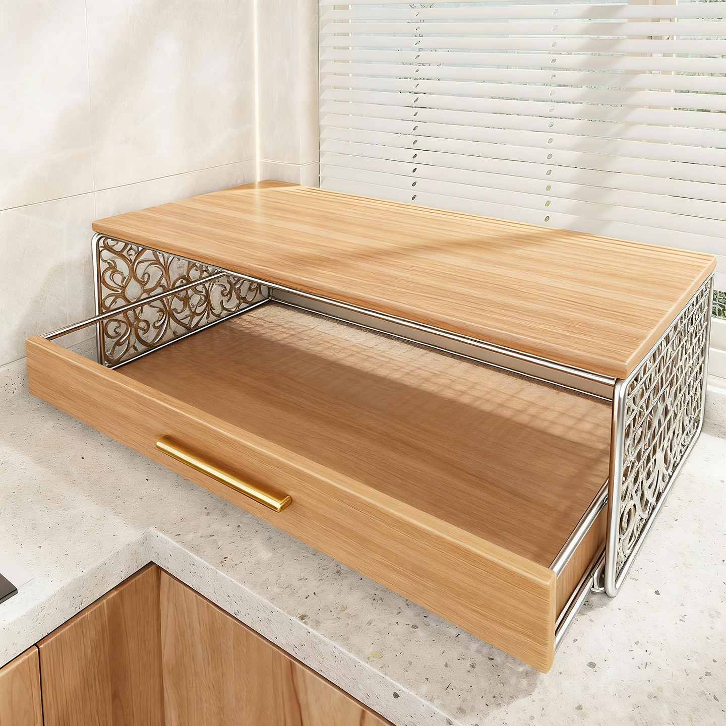 厨房置物架桌面微波炉咖啡机增高放置架多层抽屉式碗碟调料收纳架,厨房/烹饪用具,微波炉置物架,淘宝优惠券,粉丝福利购,淘宝优惠卷