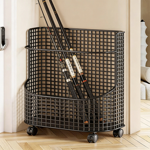 鱼竿收纳架家用钓竿放置架大容量钓鱼工具储物架可移动渔具整理架