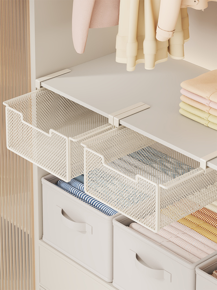 衣柜拉篮抽屉式柜内推拉收纳架衣物分层隔板整理筐内衣内裤置物架