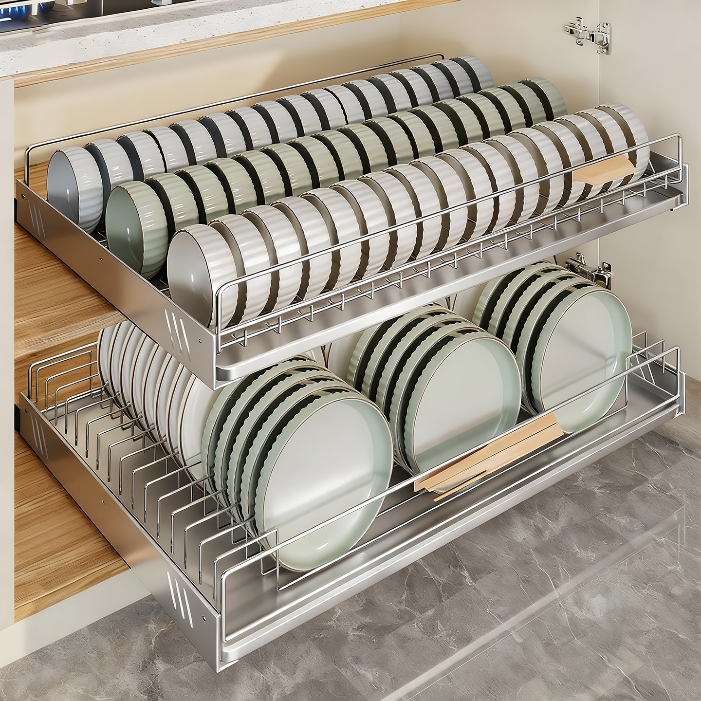 厨房碗碟收纳架家用橱柜下