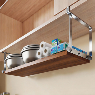 厨房吊柜置物架家用柜门免打孔锅碗瓢盆放置架悬挂调料保鲜膜吊篮