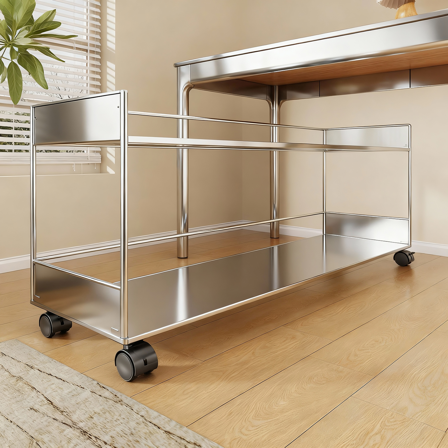 可移动桌下书架多层书包置物架