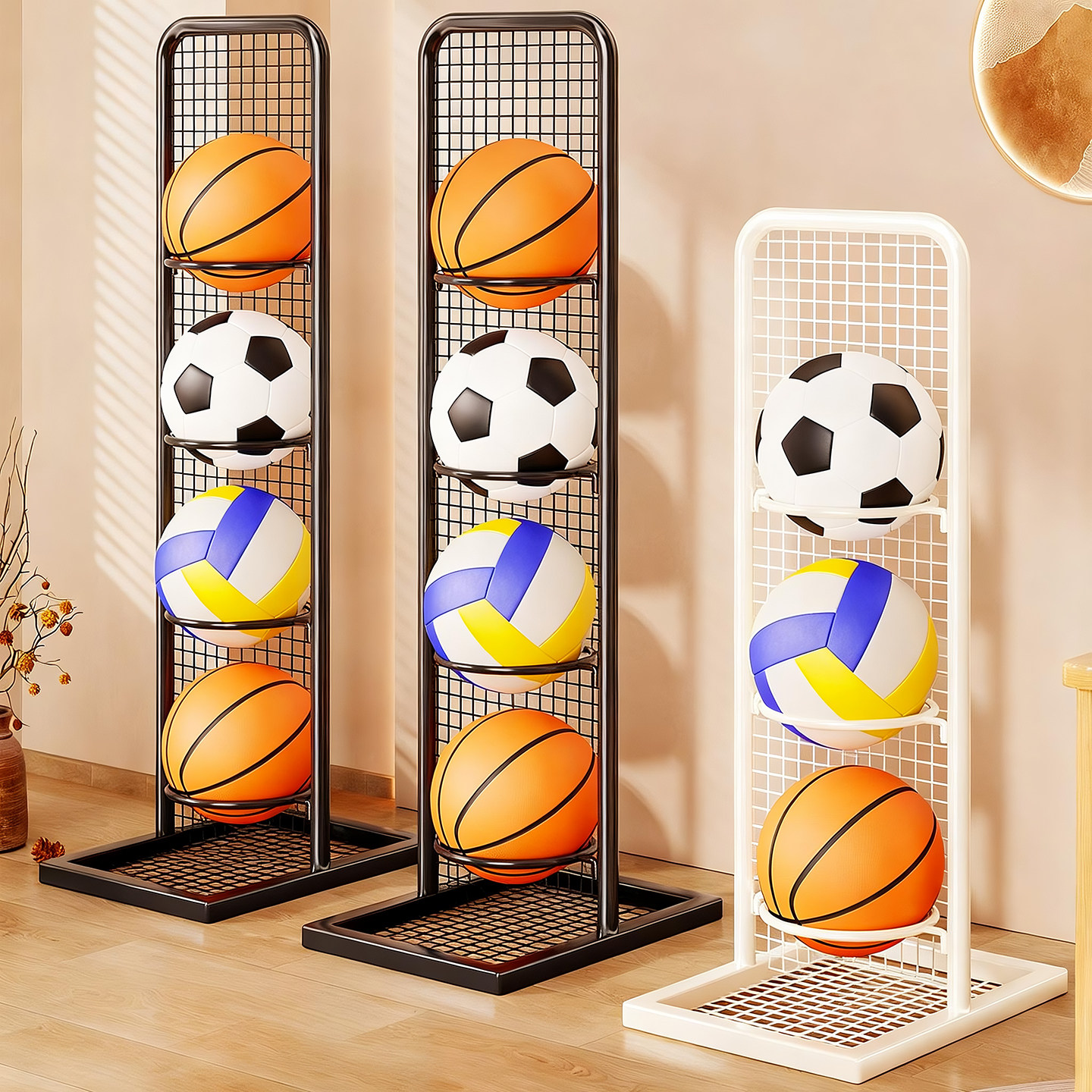 篮球架室内足球排球分层收纳架多层儿童球类置物架健身器材整理架