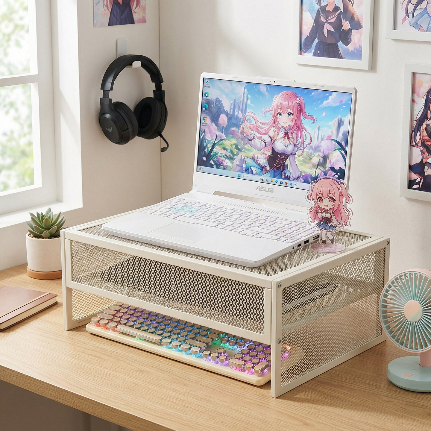 笔记本增高支架办公室工位台式电脑增高放置架多功能键盘收纳架