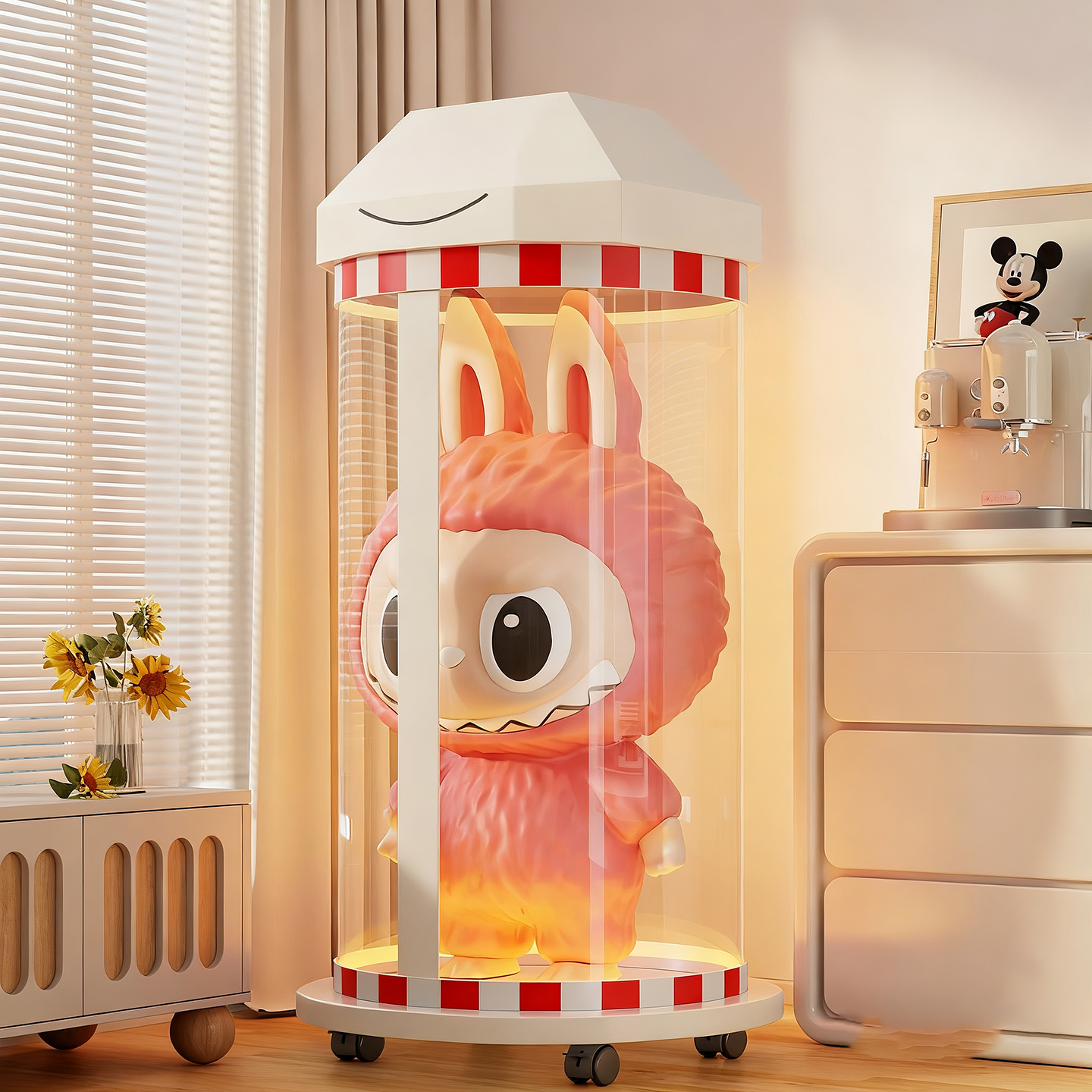 娃娃收纳桶家用圆柱形透明展示桶