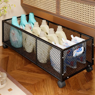 浴室柜下置物架卫生间可移动洗衣液洗漱用品收纳架多功能脏衣篮