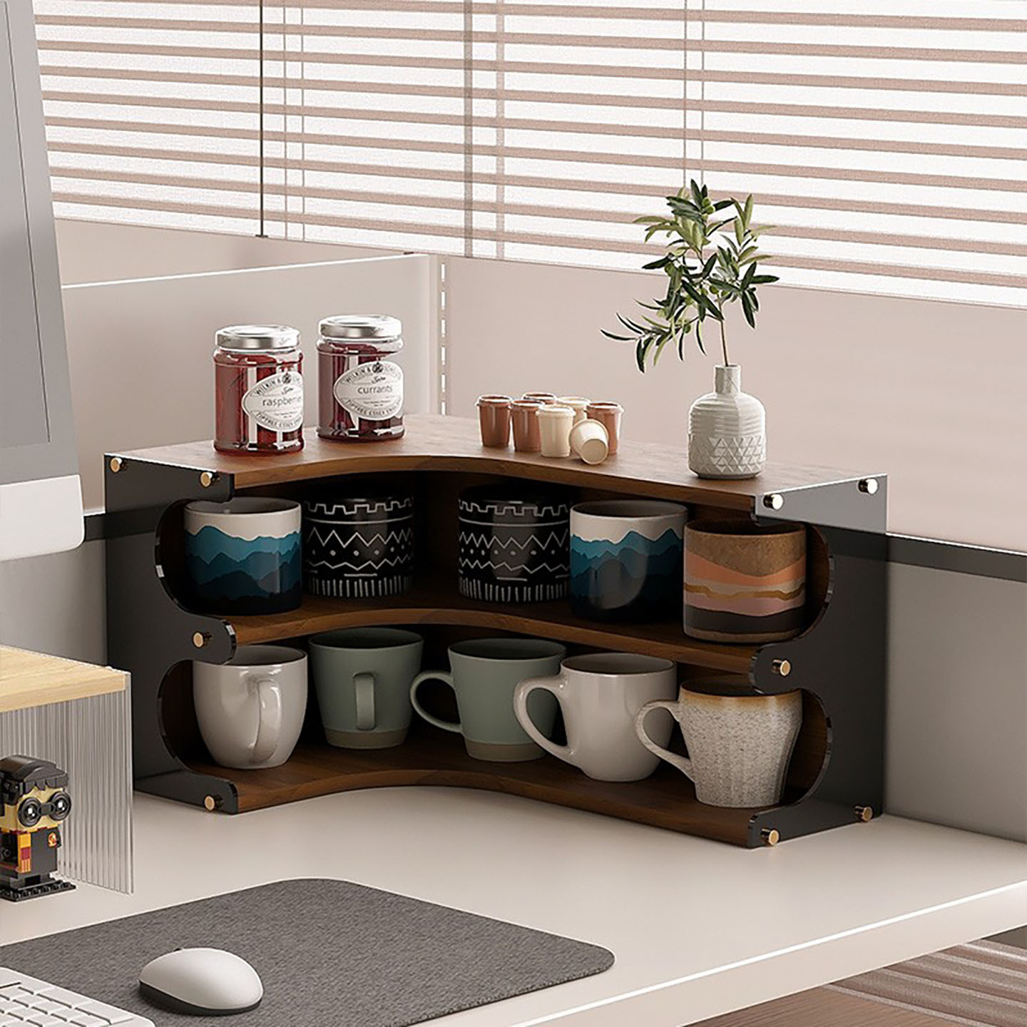 桌面转角杯子置物架多层储物