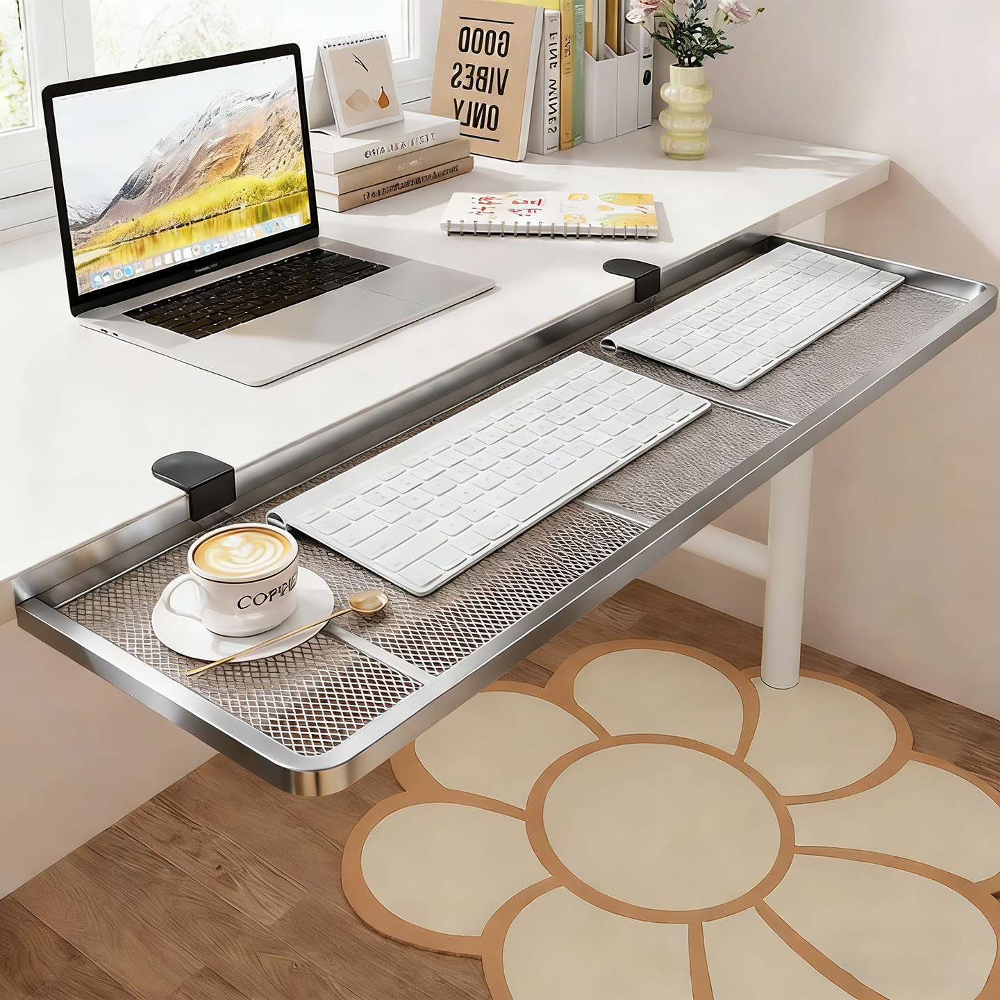 可折叠桌面延长板电脑桌扩展延伸板侧边增宽手臂支架键盘鼠标托架