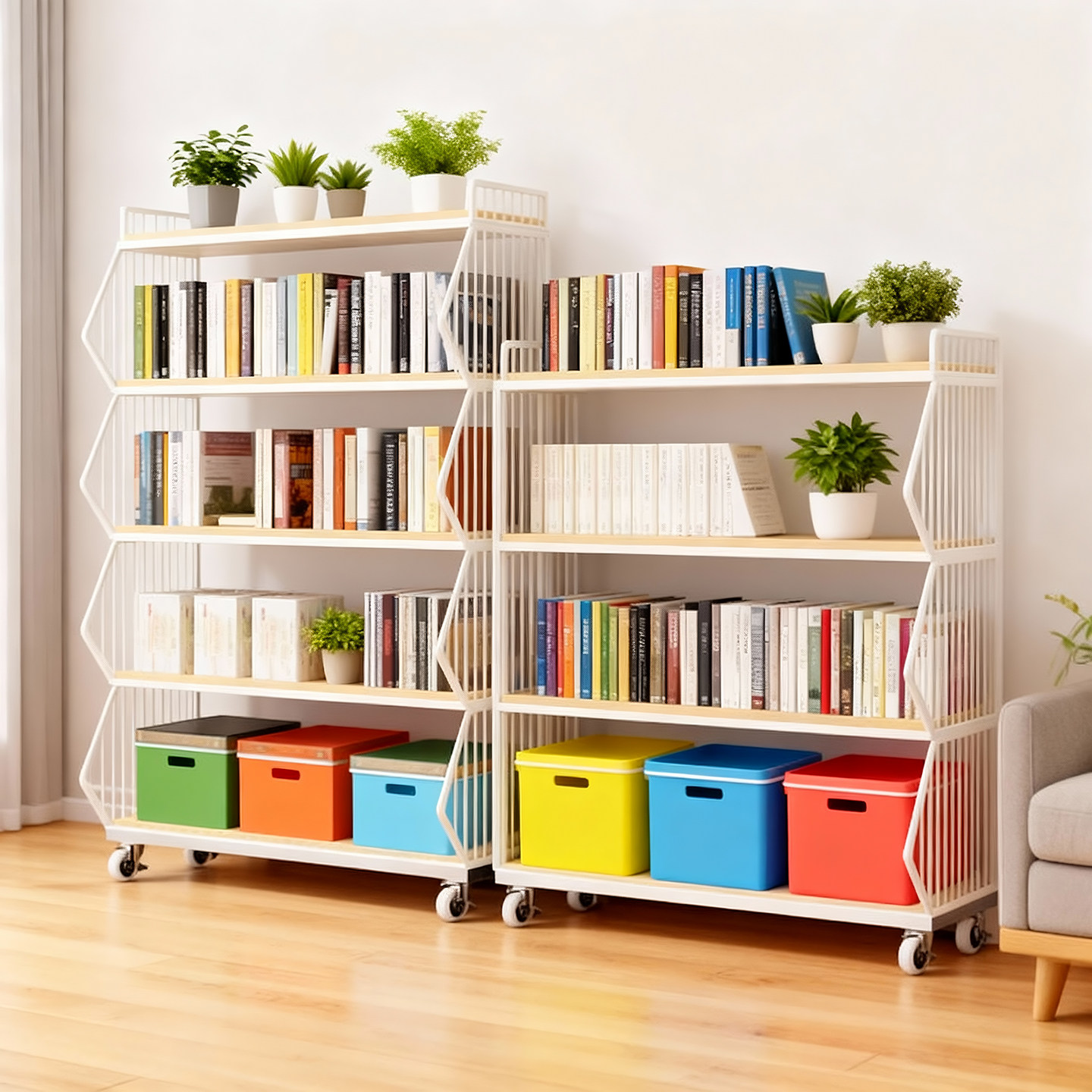 书架落地多层书本收纳架一体靠墙书柜小推车置物架桌边整理储物架,住宅家具,书架,淘宝优惠券,粉丝福利购,淘宝优惠卷