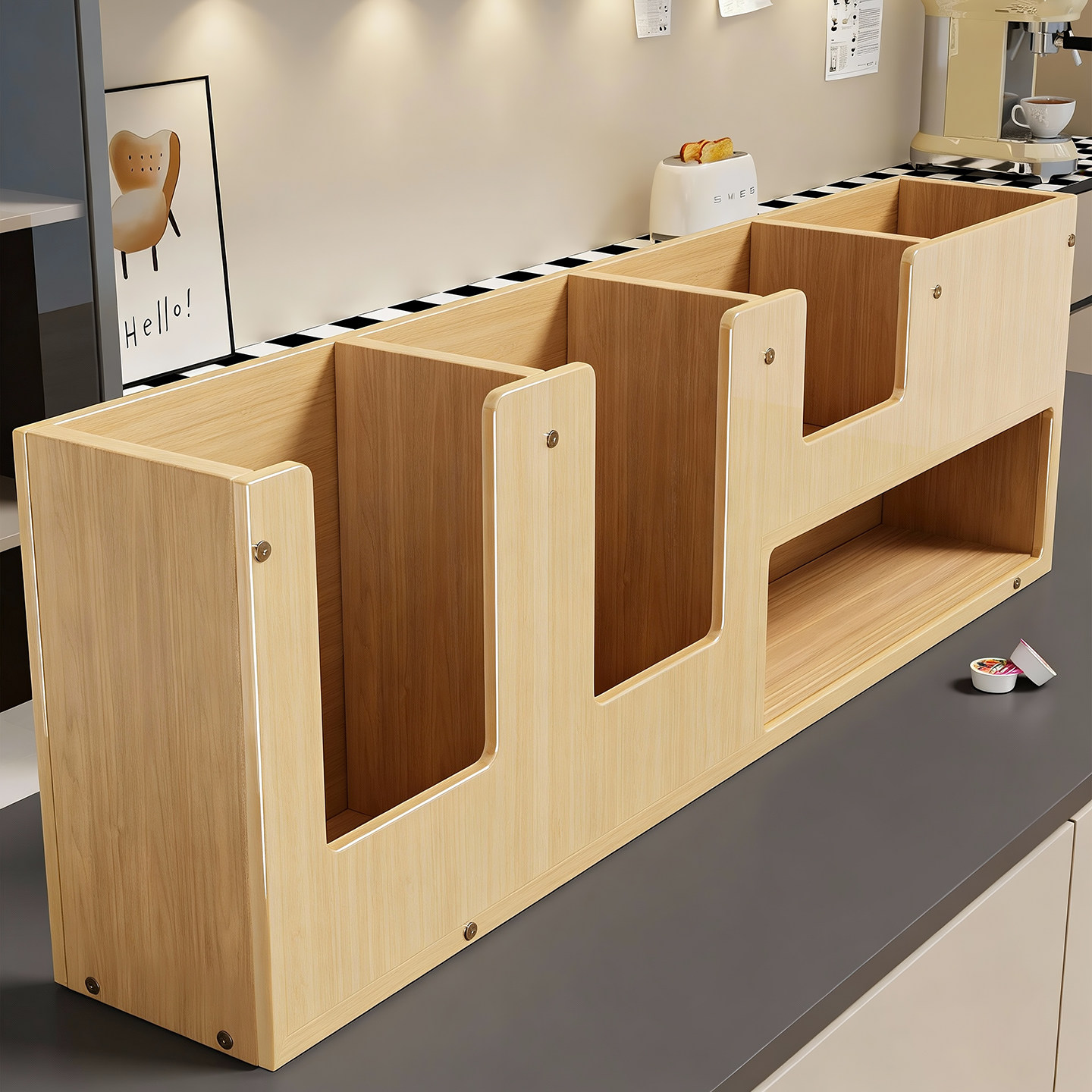 桌面多功能纸杯杯盖吸管收纳架