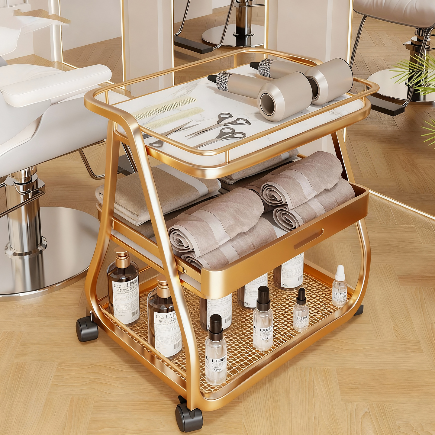 理发店小推车烫染美发工具收纳架