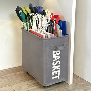 奶茶袋收纳筐外卖袋购物保温袋整理筐牛皮袋零食杂物纸袋置物架子